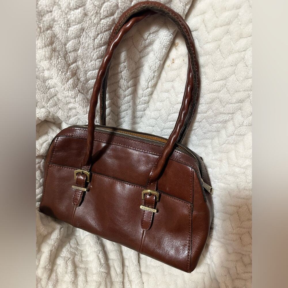 Patricia Nash leather handbag in brown with textured straps, almost twist style - Picture 3 of 8